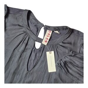 Dolan‎ Women's XS Black Ruffle Sleeve Keyhole Blouse Anthropologie NWT